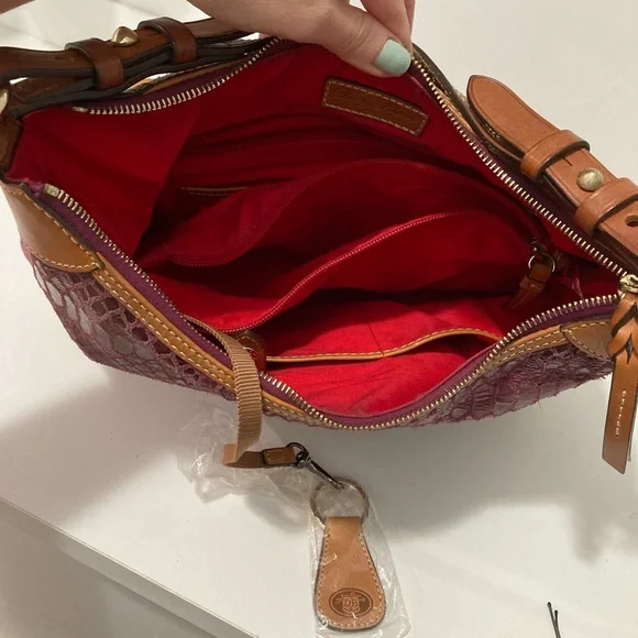 Dooney & Bourke Erica Hobo Rasberry Snakeskin Hobo Bag - Picture 10 of 14